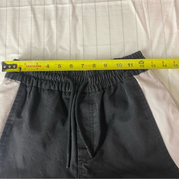 YOA MMUSEUM Black and White Cargo Pants, Men Black and Gray Joggers - Picture 6 of 7